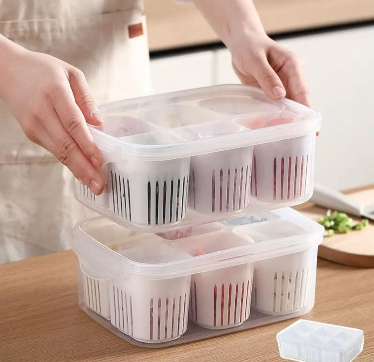 Multi-Compartment Vegetable Storage Container β Drain & Organize Food Easily