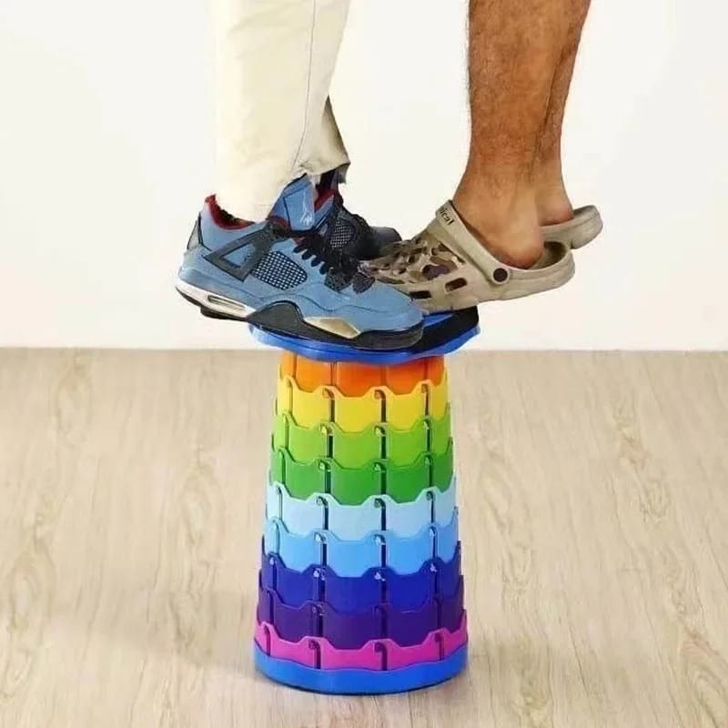 Portable Telescopic Folding Stool – Height-Adjustable Collapsible Rainbow Seat