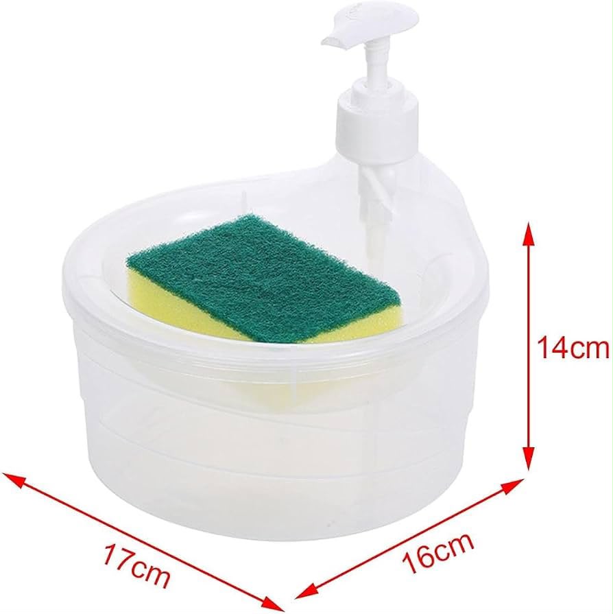 2-in-1 Dish Soap Dispenser with Sponge Holder & Tray