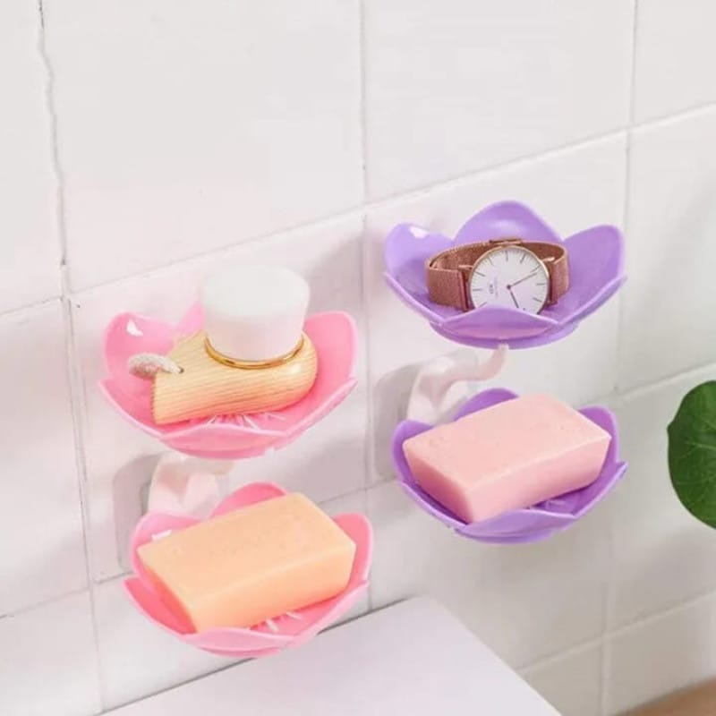 Lotus-Shaped Wall-Mounted Soap Holder with Hanging Hook