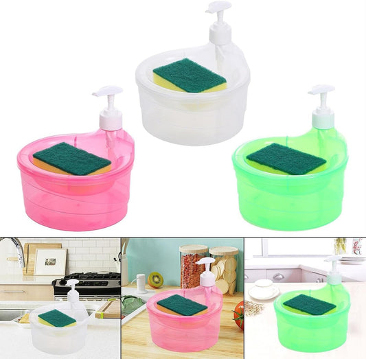 2-in-1 Dish Soap Dispenser with Sponge Holder & Tray