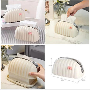 Elegant Shell-Style Tissue Box Holder – Decorative Tissue Dispenser