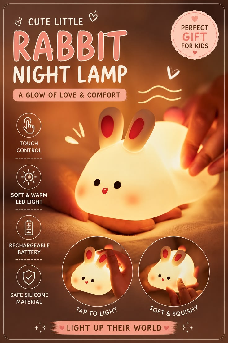 Cute Rabbit Silicone Night Light