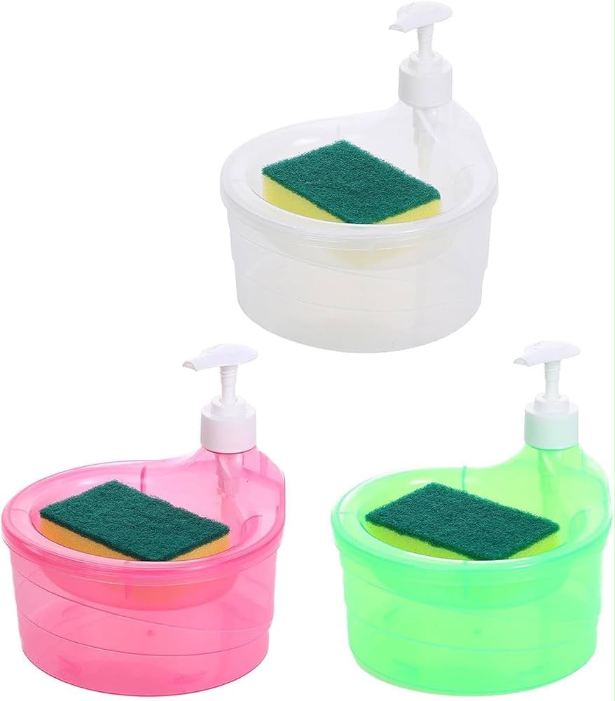 2-in-1 Dish Soap Dispenser with Sponge Holder & Tray