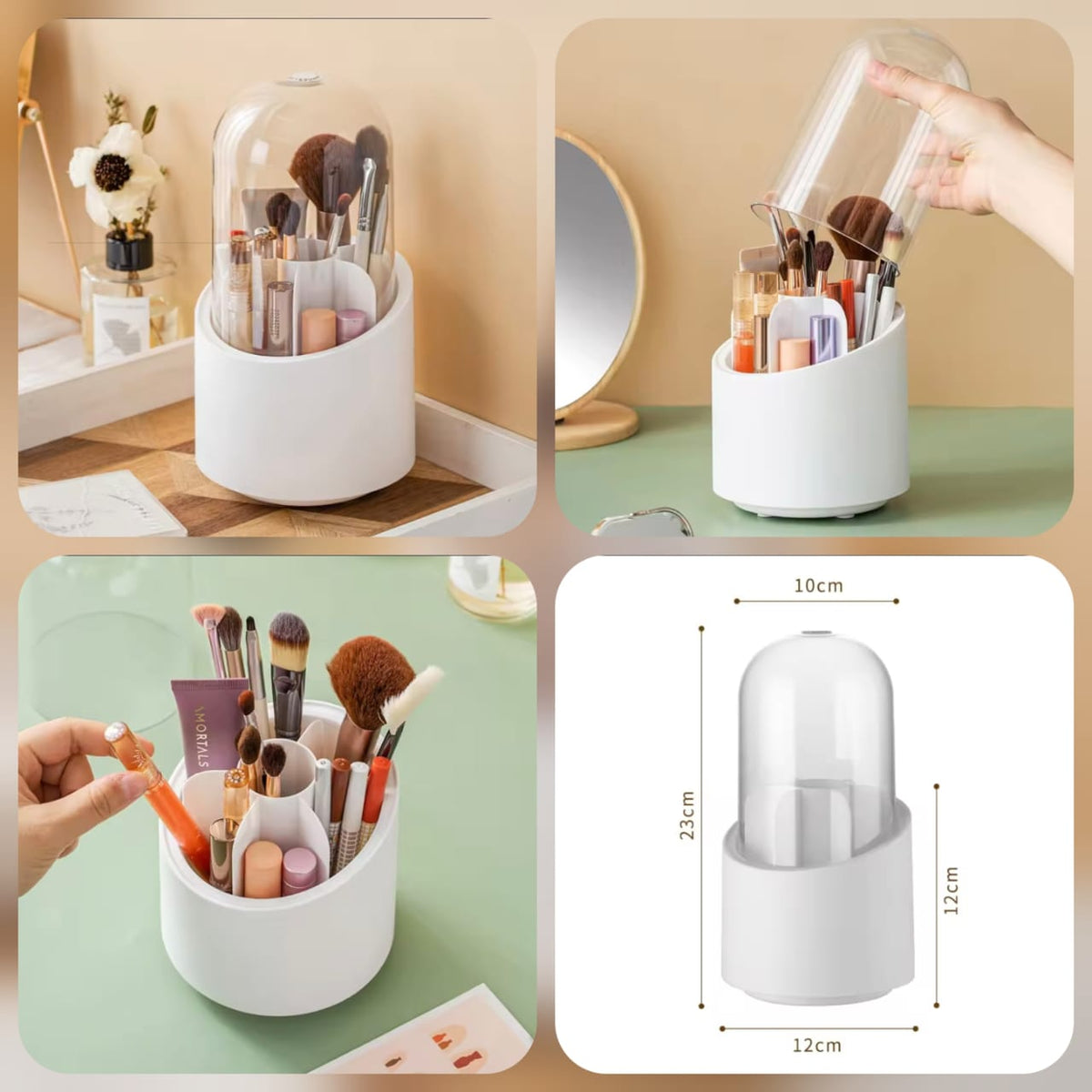 Rotating Makeup & Cosmetic Organizer with Dustproof Cover
