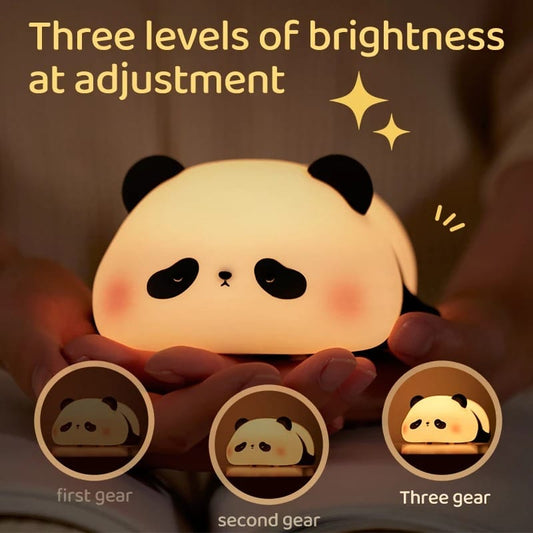 Cute Panda Silicone Night Light – 3-Level Brightness Adjustable Lamp