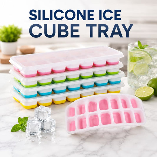 14-Grids Silicone Ice Cube Tray With Lid