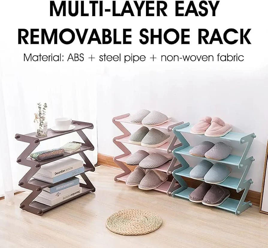 4 Layer ZigZag Shape Shoe Rack