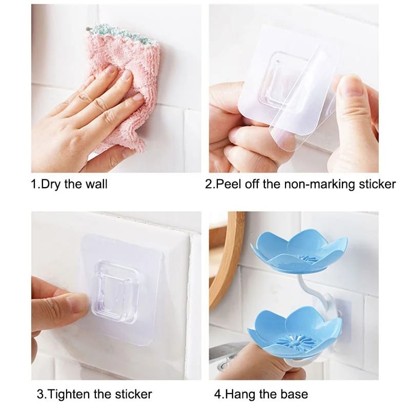 Lotus-Shaped Wall-Mounted Soap Holder with Hanging Hook