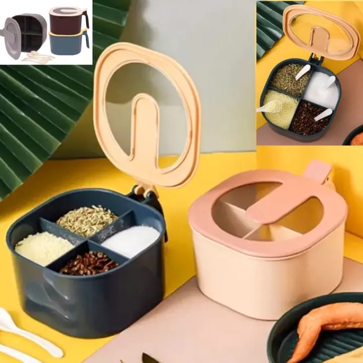4-Compartment Rotating Spice Organizer Box