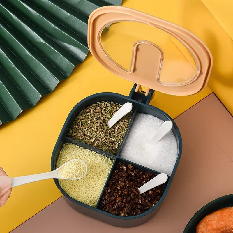 4-Compartment Rotating Spice Organizer Box