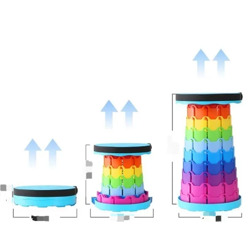 Portable Telescopic Folding Stool – Height-Adjustable Collapsible Rainbow Seat
