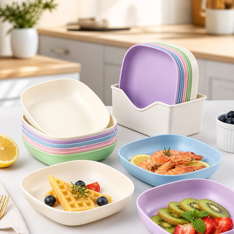10 Pcs Multi-functional Plastic Snack Plate Set