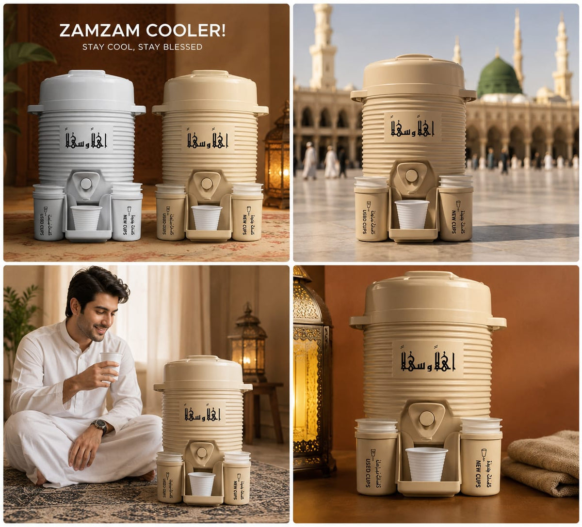 Zamzam Water Cooler Dispenser with Disposable Cup Holder – Portable Water Container