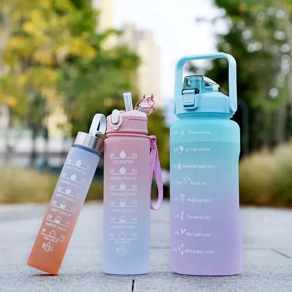 03 Piece Motivational Water Bottle Set