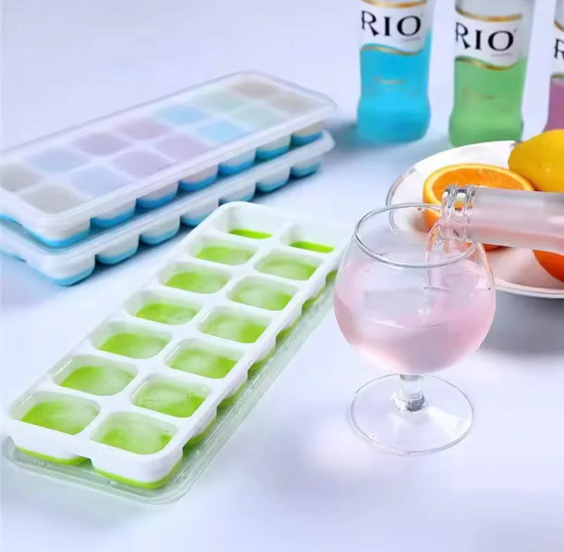 14-Grids Silicone Ice Cube Tray With Lid