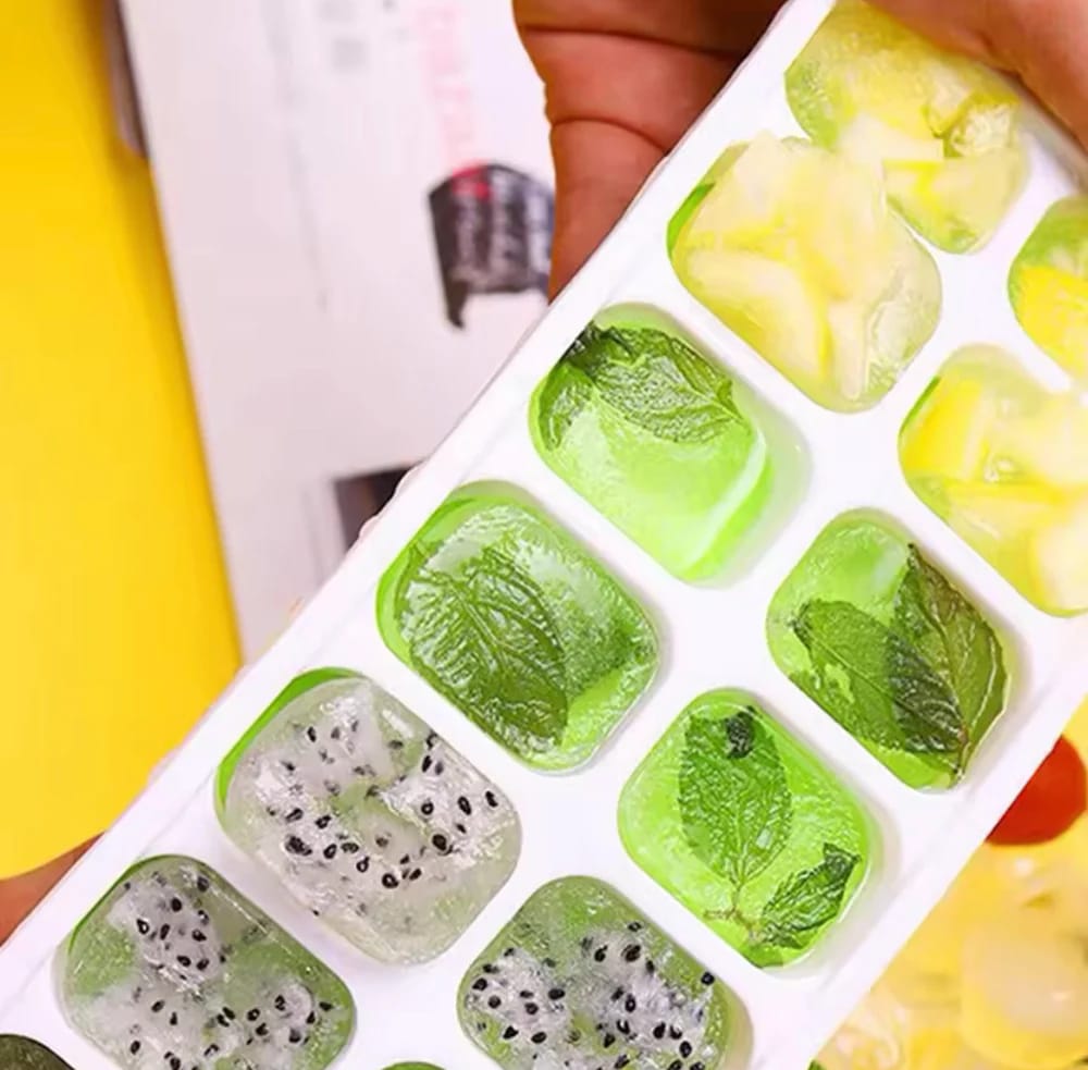 14-Grids Silicone Ice Cube Tray With Lid