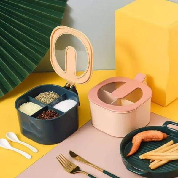 4-Compartment Rotating Spice Organizer Box