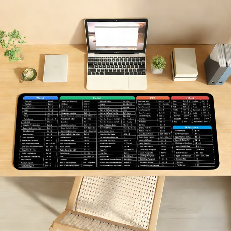 Premium Excel Shortcut Desk Mat – Large Office Desk Pad