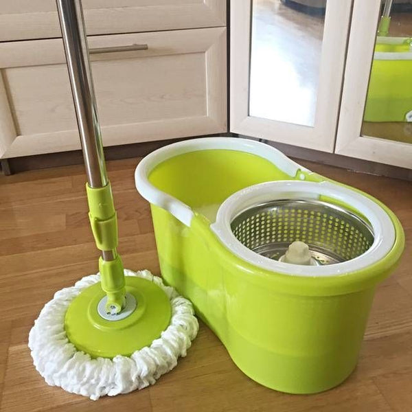 360-Degree Spin Mop & Bucket System – Stainless Steel Dehydration Basket Floor Cleaner