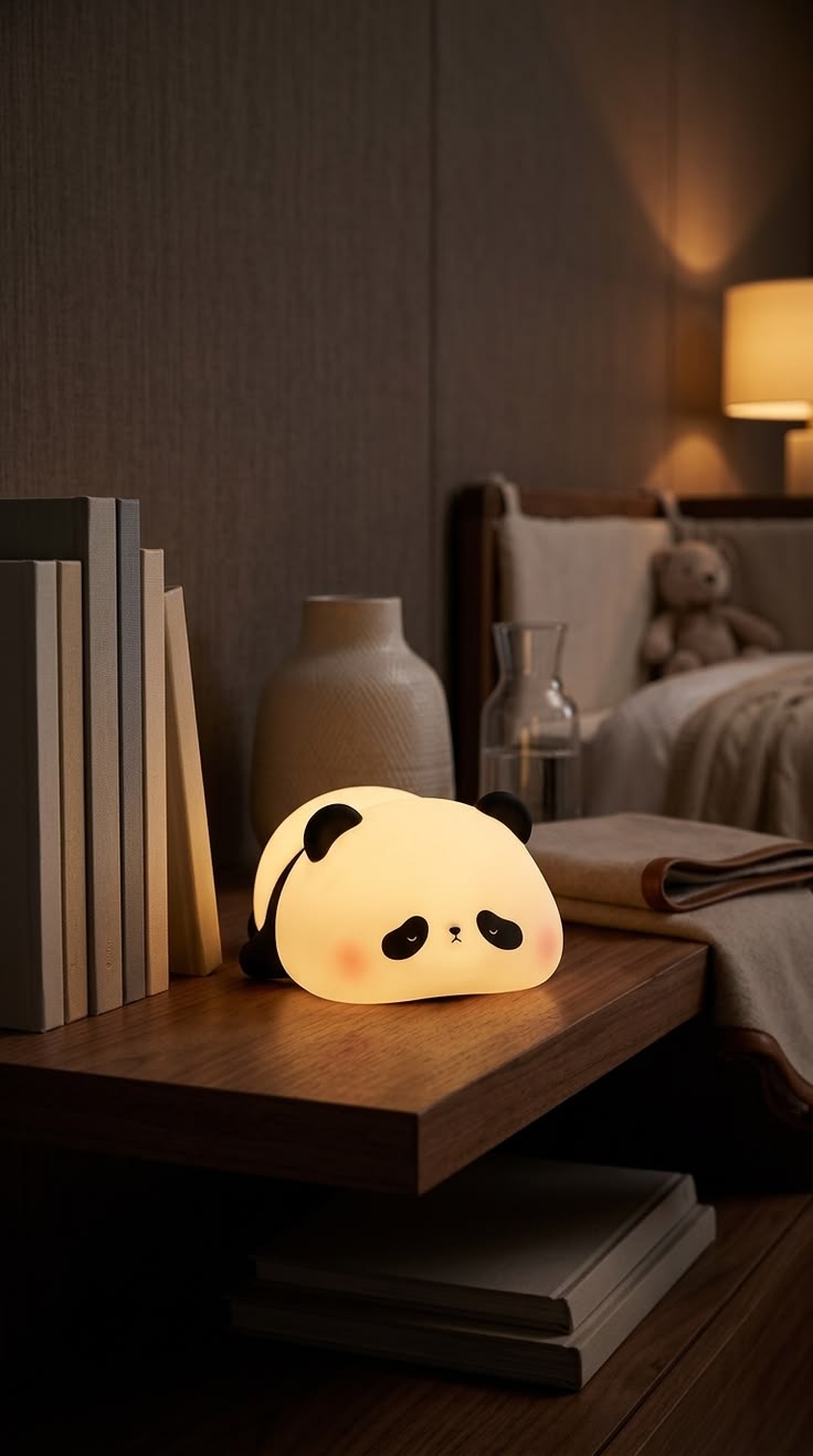 Cute Panda Silicone Night Light – 3-Level Brightness Adjustable Lamp