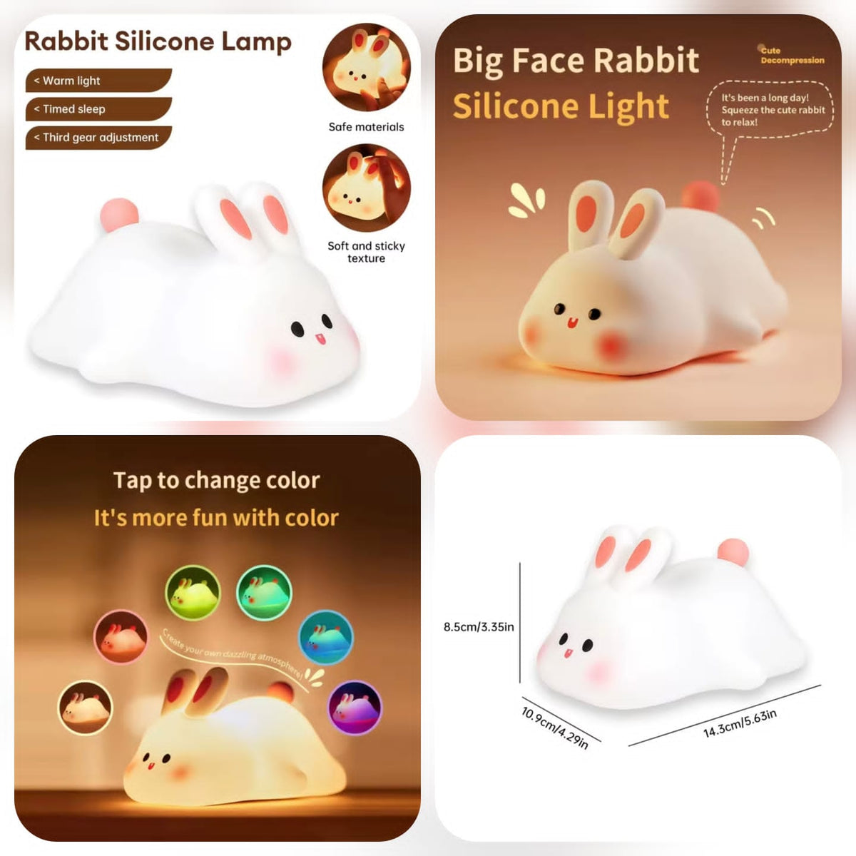 Cute Rabbit Silicone Night Light