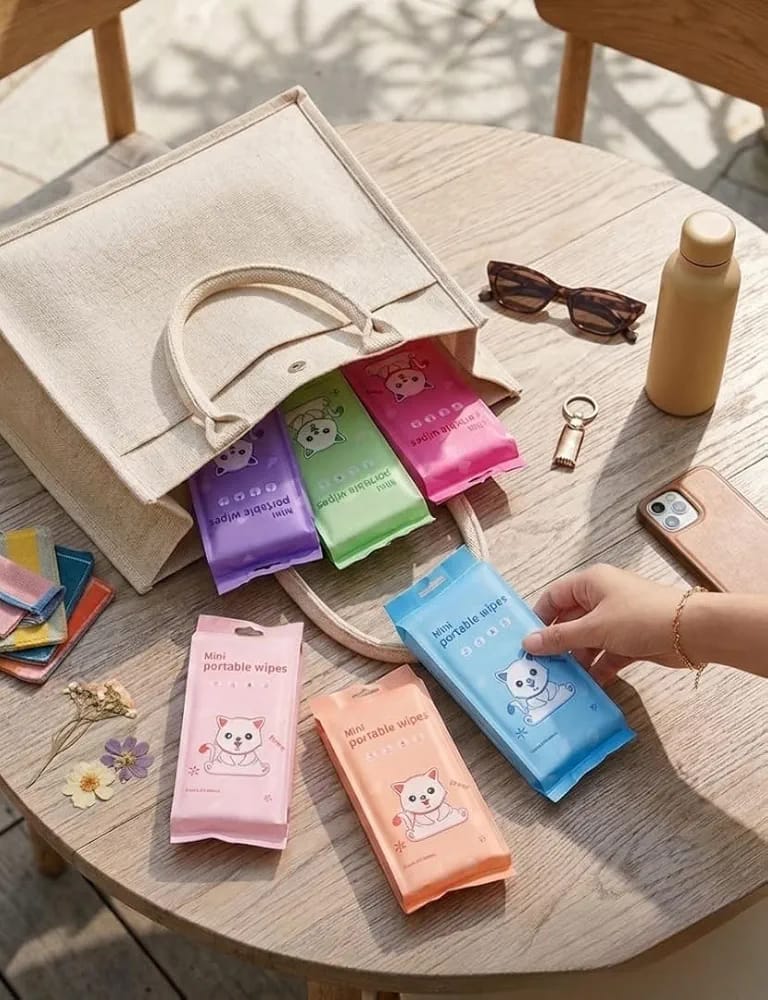 Mini Portable Wet Wipes – Compact Travel Cleaning Wipes