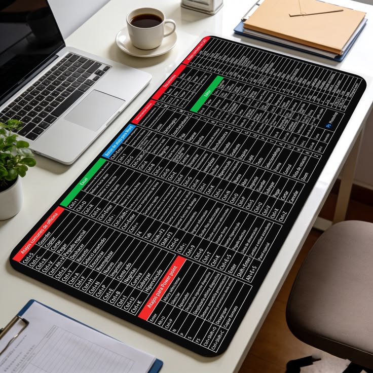 Premium Excel Shortcut Desk Mat – Large Office Desk Pad