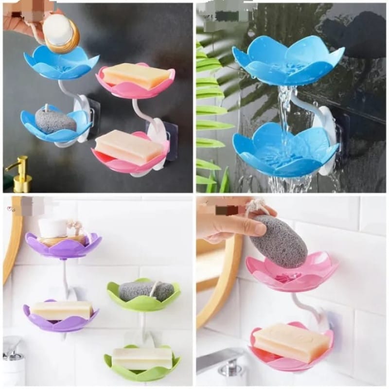 Lotus-Shaped Wall-Mounted Soap Holder with Hanging Hook
