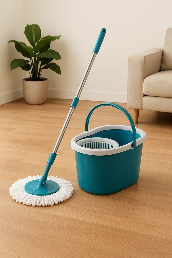 360-Degree Spin Mop & Bucket System – Stainless Steel Dehydration Basket Floor Cleaner